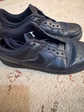 Nike Black Air Force Men's Black Leather Low-Top Athletic Sneakers